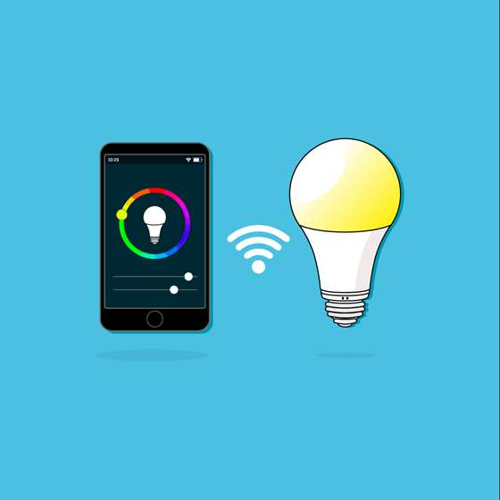 Smart bulb and iphone app graphic