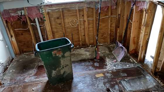 interior of a home being cleaned up post flood