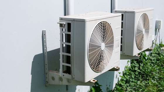 Air conditioner fans outdoors