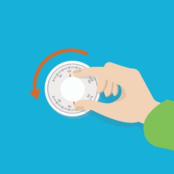 Illustration of someone turning down their thermostat