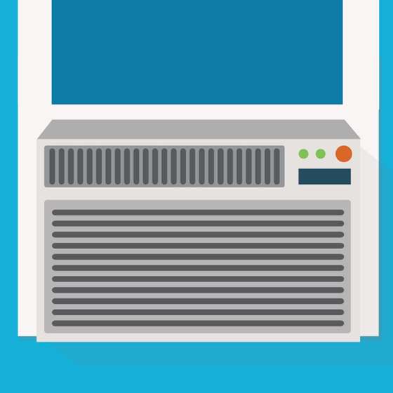 Illustration of a window AC unit