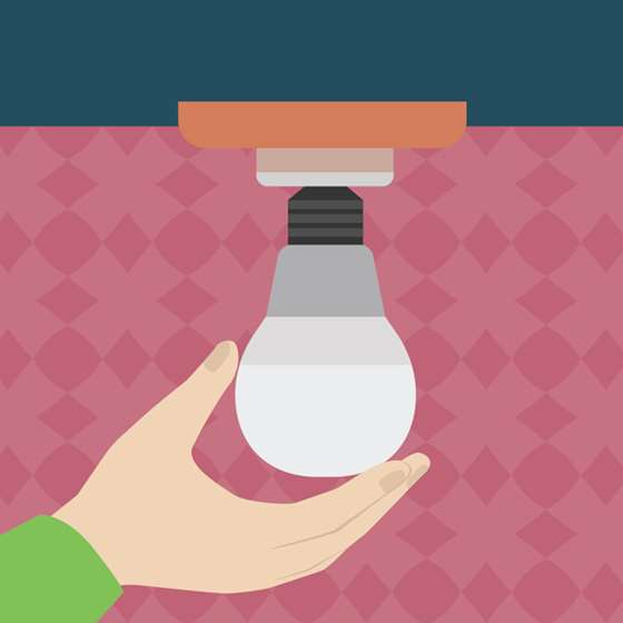 Illustration of a light bulb being changed