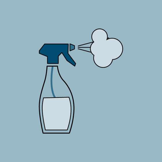 A graphic of a bottle of cleaner