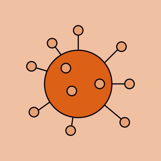 A graphic of a bacterium