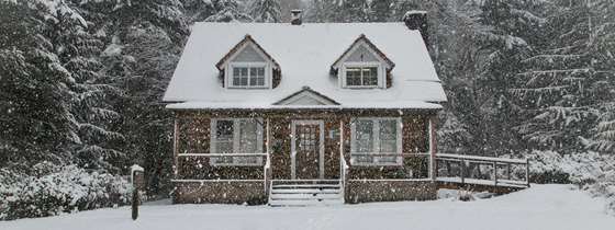 The exterior of a home in winter