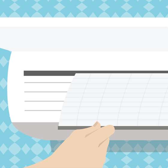 Illustration of a person changing the filter in a heat pump