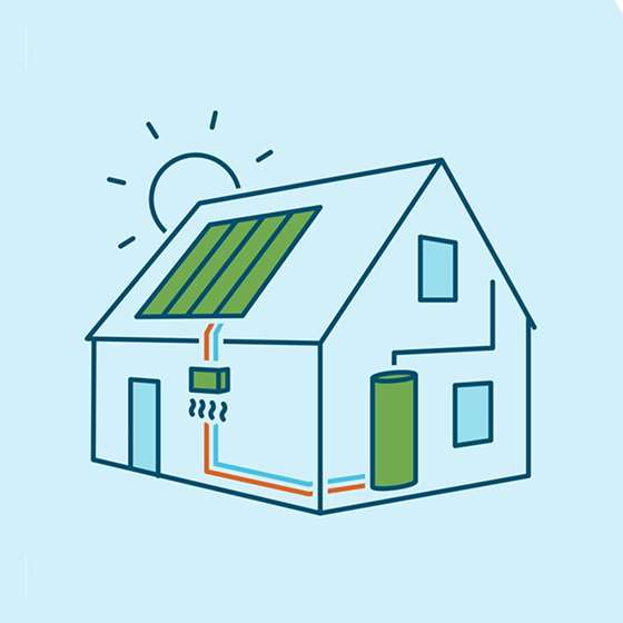 A home with rooftop solar and a heat pump