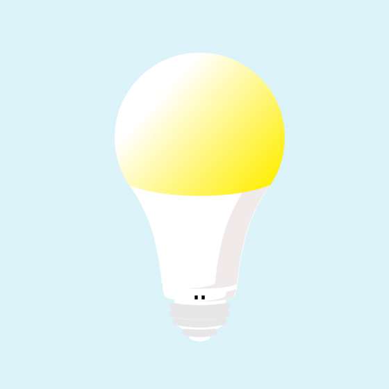 lightbulb with white base, yellow bulb