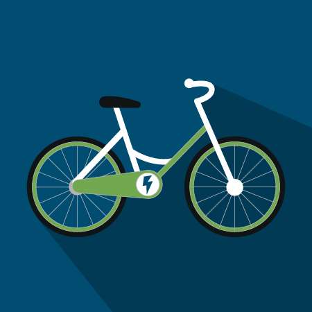 bicycle icon with a lightning bolt to signify it is an electric bike