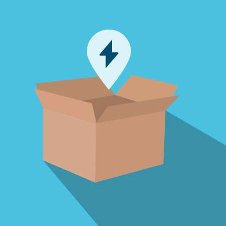 icon of a box with a lightning/electricity symbol above it