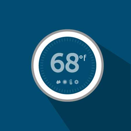 icon of a round thermostat with digital display