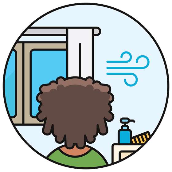 a cartoon of a person standing in front of a drafty window