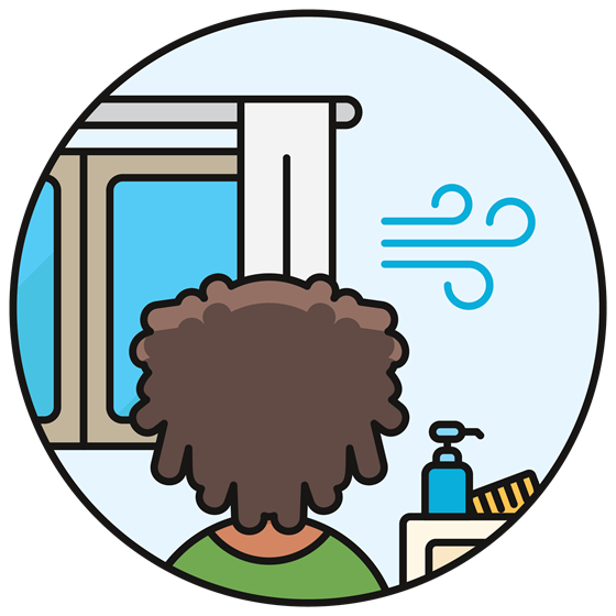 a cartoon of a person standing in front of a drafty window
