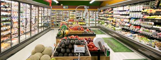 The produce section of a grocery store