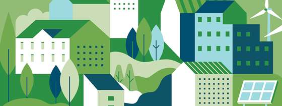 A graphic of a green city
