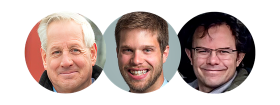 Headshots of Kerrick Johnson, Cyril Brunner and Dave Roberts