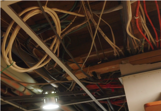 a tangle of electrical wires 