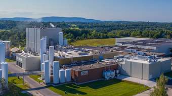 An aerial shot of the Agri-Mark Cabot plant