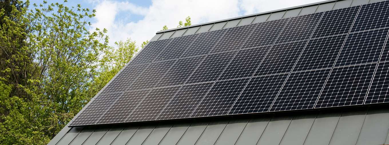 Solar panels on the roof of the home