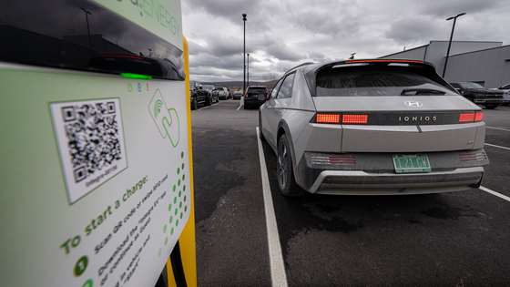 electric vehicle and a charger in close focus