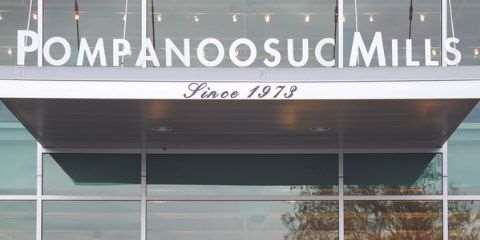 The sign outside of the Pompanoosuc Mills East Thetford showroom
