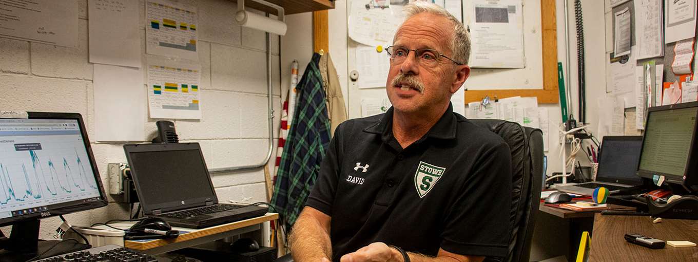 Dave Bullis in his office at Stowe High School