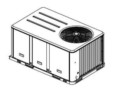 An illustration of a Dual Fuel/Hybrid Heat Pump Rooftop Unit