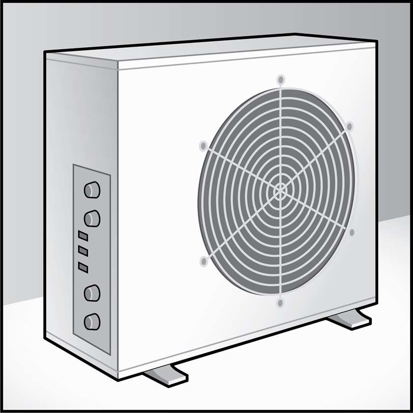 An illustration of a Air-to-Water Heat Pumps