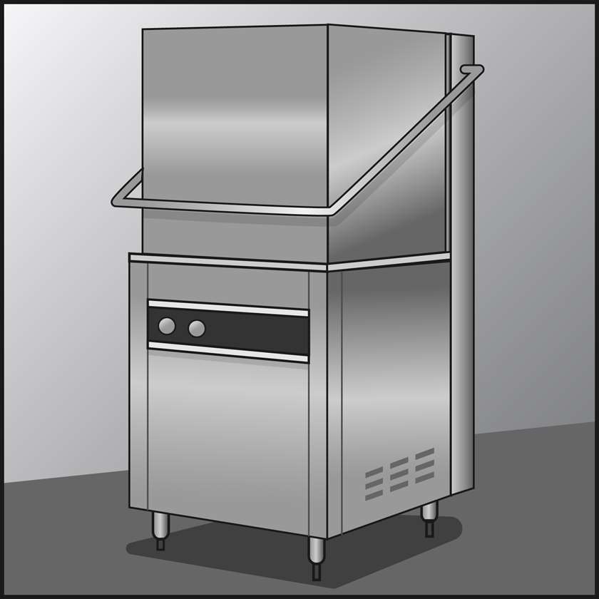 An illustration of a Commercial Dishwashers