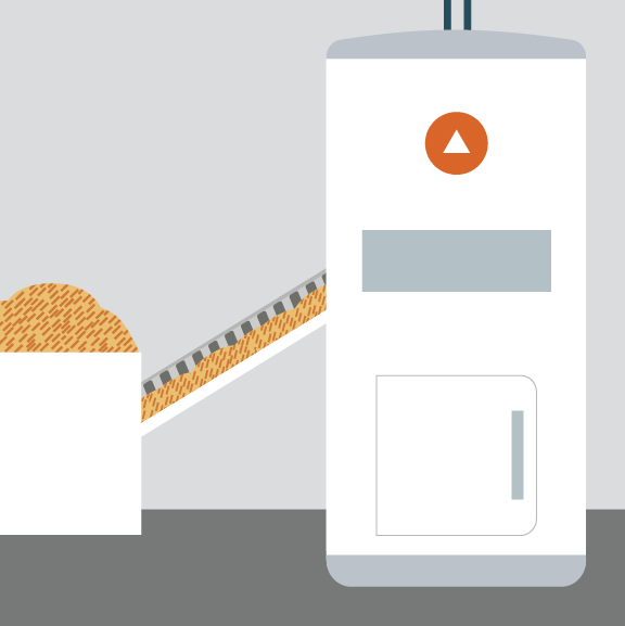 illustration of a central pellet boiler feeder