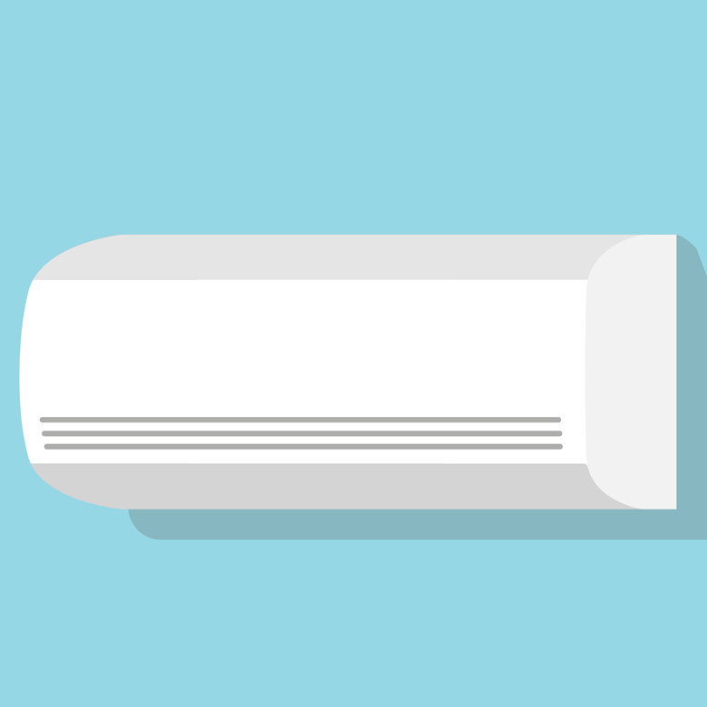 illustration of a heat pump wall unit installed
