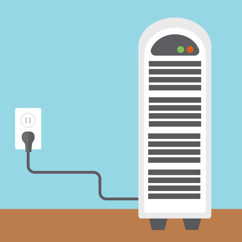 illustration of a space heater plugged in