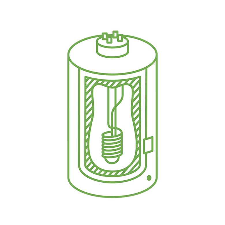line drawing icon of an indirect water heater
