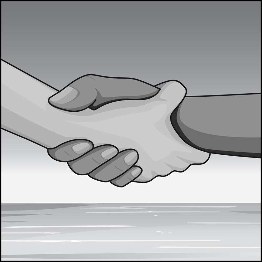 An illustration of a handshake