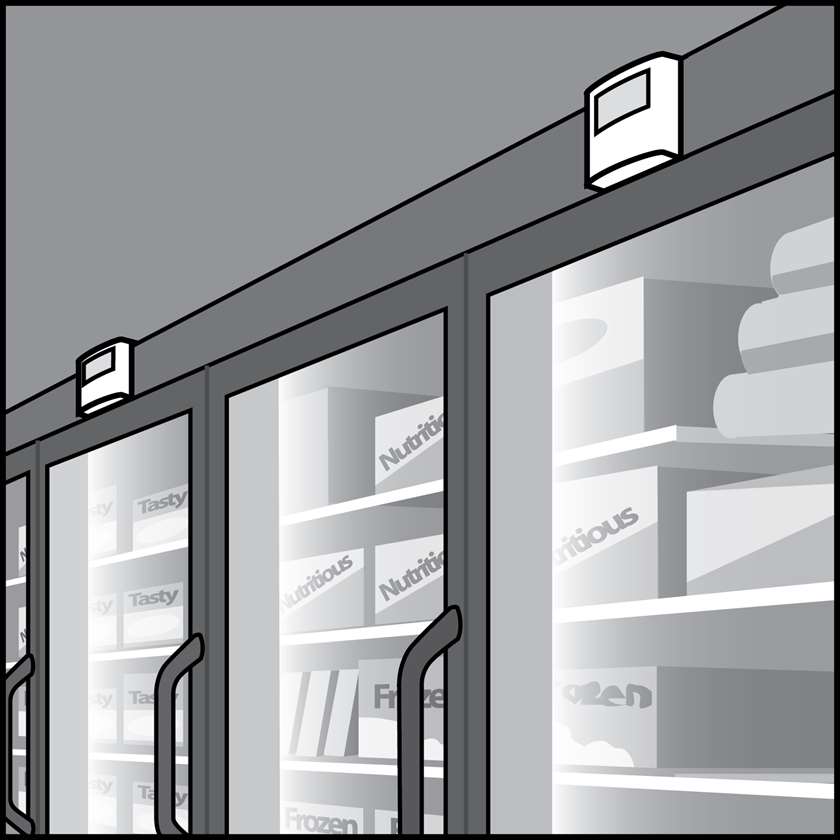 An illustration of a Refrigerator & Freezer Case Light Sensors