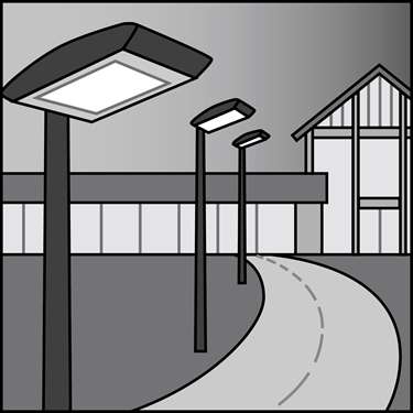 An illustration of a Outdoor LED Pole-Mounted Area Fixtures & Retrofit Kits