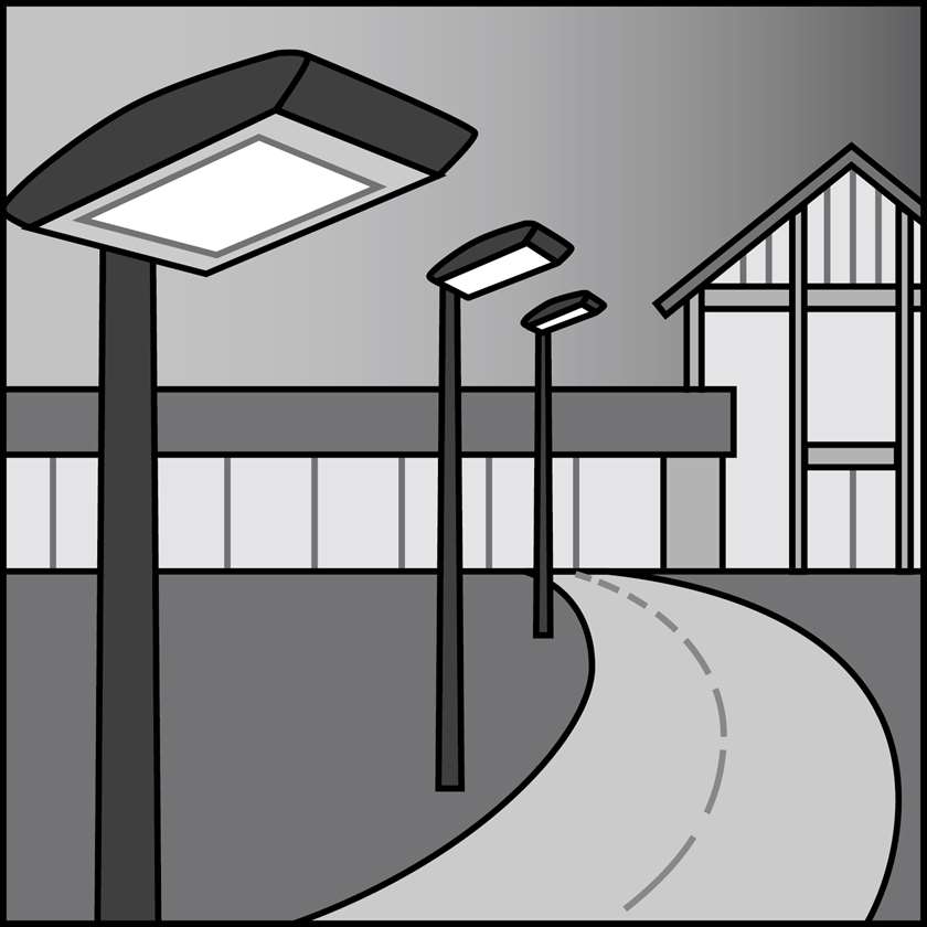 An illustration of a Outdoor LED Pole-Mounted Area Fixtures & Retrofit Kits